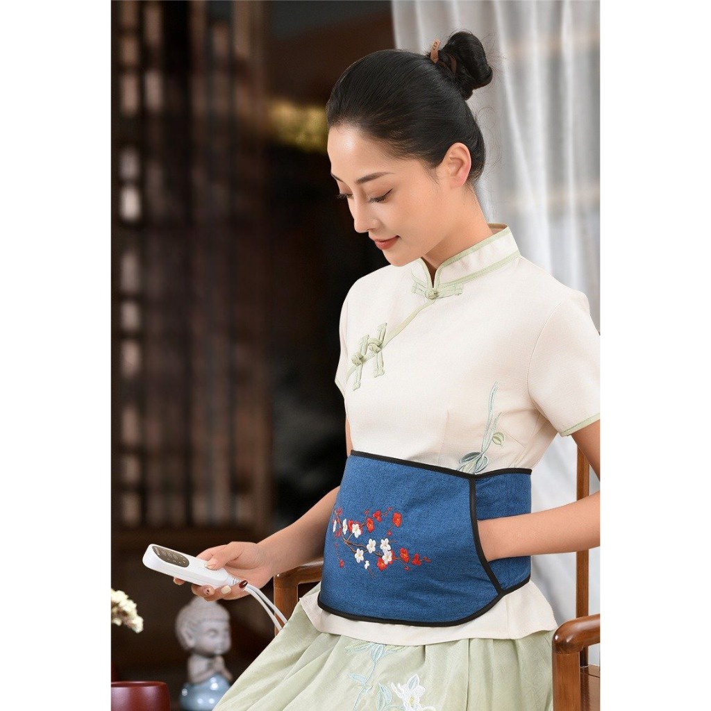 Đai Chườm Nóng Thảo Dược Thêu Tay Giảm Đau Lưng, Eo , Bụng Thiết Kế Điện Sưởi Có Điều Khiển Chế Độ Nam Kinh Shop