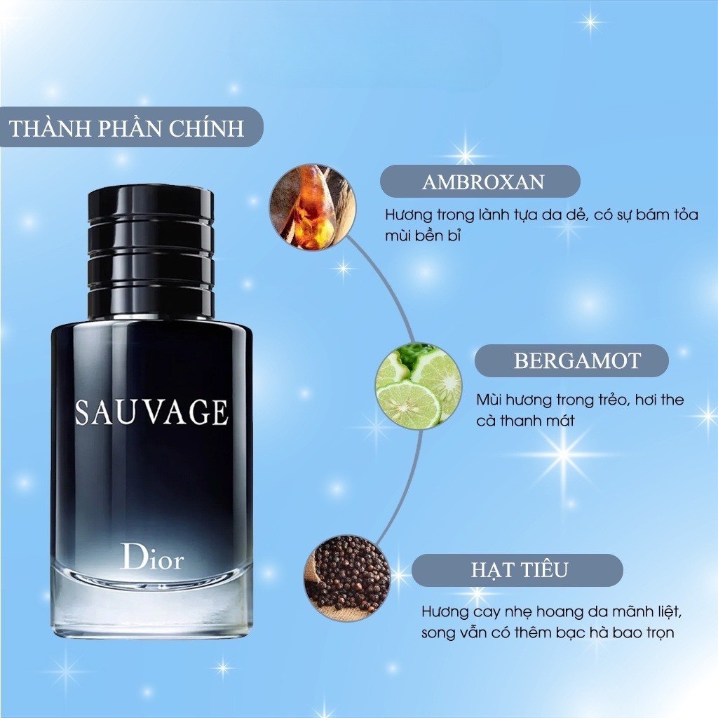 Nước Hoa nam 𝐃𝐈𝐎𝐑 Sauvage - Mùi thơm cực kỳ nam tính, sang trọng, lịch lãm 100ml