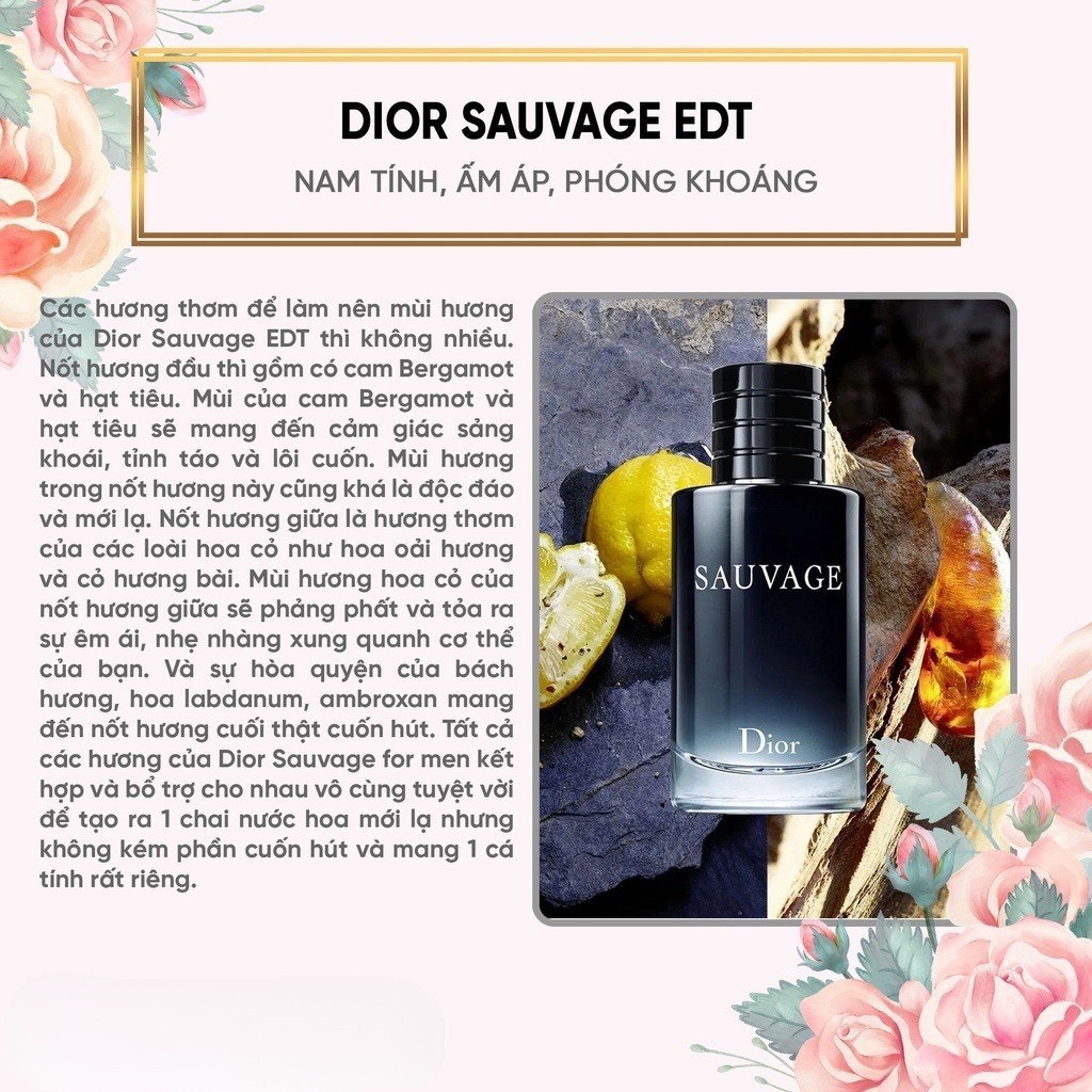 Nước Hoa nam 𝐃𝐈𝐎𝐑 Sauvage - Mùi thơm cực kỳ nam tính, sang trọng, lịch lãm 100ml