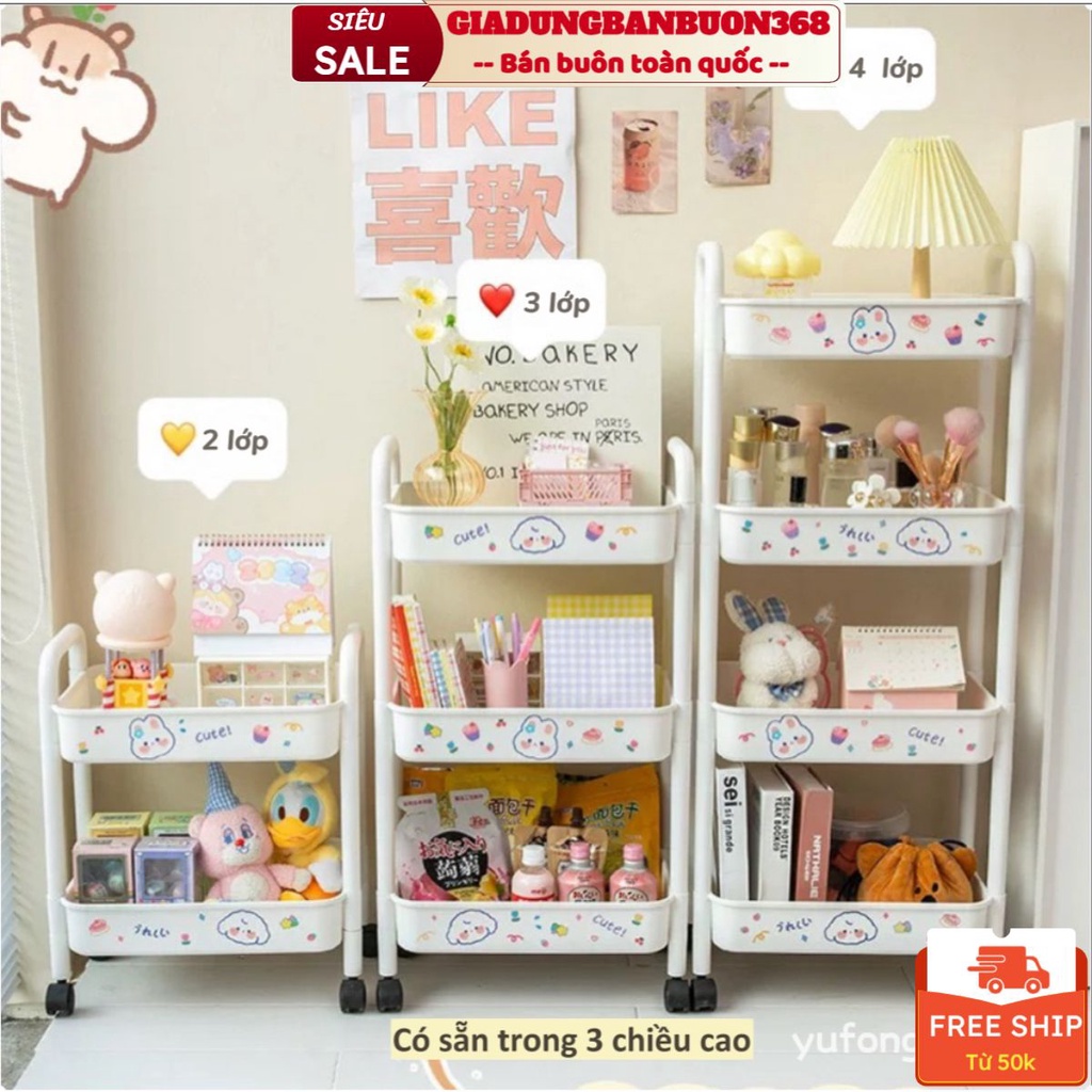 Xe Đẩy 2,3,4 Tầng Di Động Ăn Nhẹ, Tủ Bảo Quản Đầu Giường Giỏ Treo Phòng Ngủ Ký Túc Xá Hộ Gia Đình, Giá Đựng Mỹ Phẩm