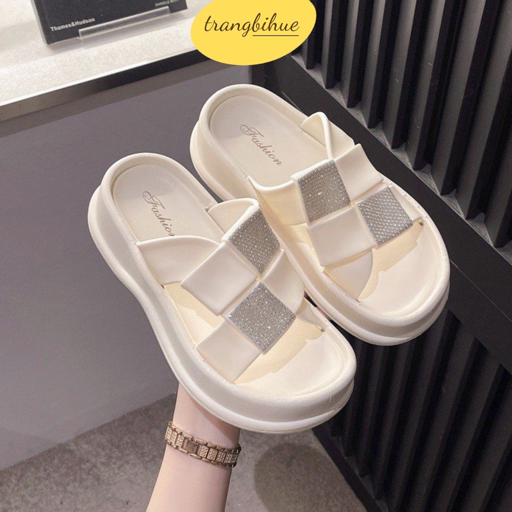 Dép Bánh Mì Caro Quai Chéo CRV59 Sandal Nữ Màu Sắc Đơn Giản Thoải Mái Chống Trơn Trượt dép đế Dày TRANGBIHUE