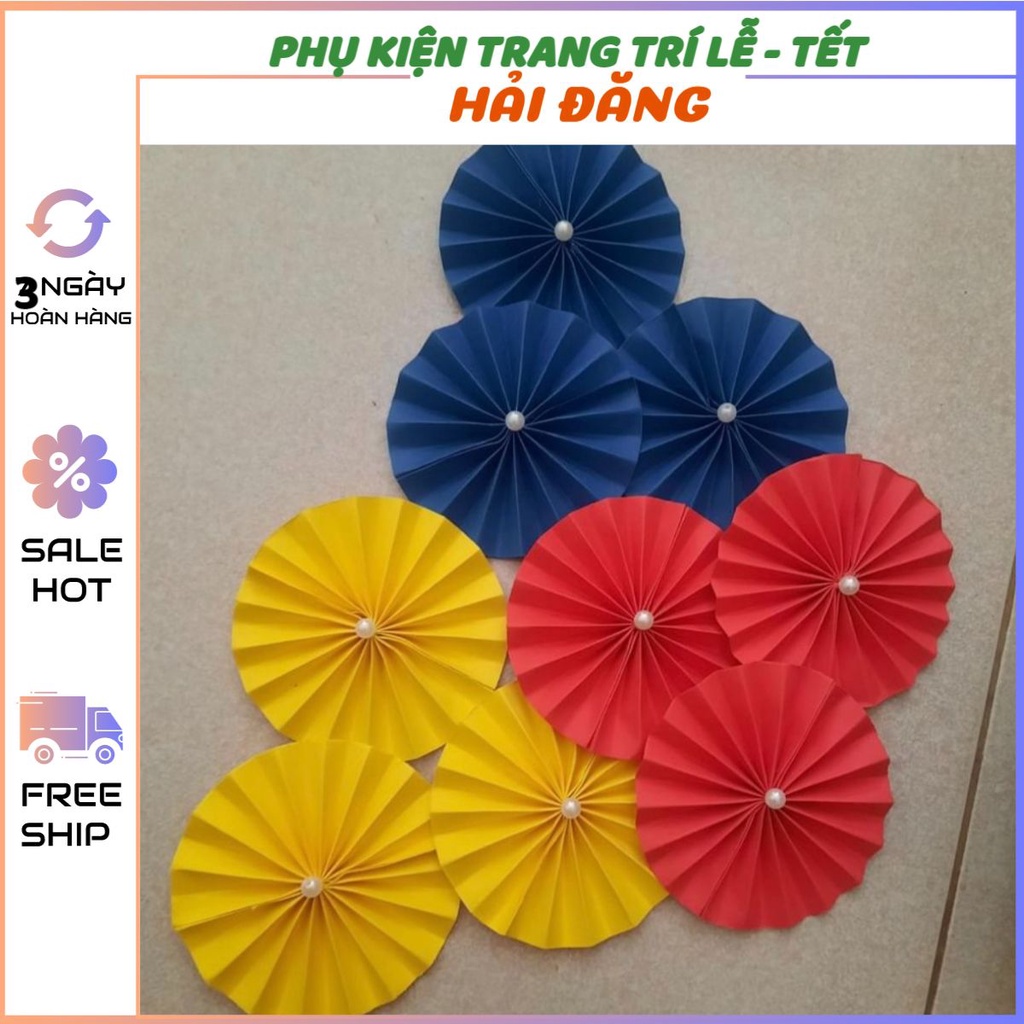 Quạt giấy trang trí oản tài lộc, giỏ quà tết, decor siêu đẹp