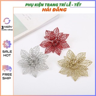 Bông hoa lưới phủ kim tuyến làm oản tài lộc, decor trang trí tết