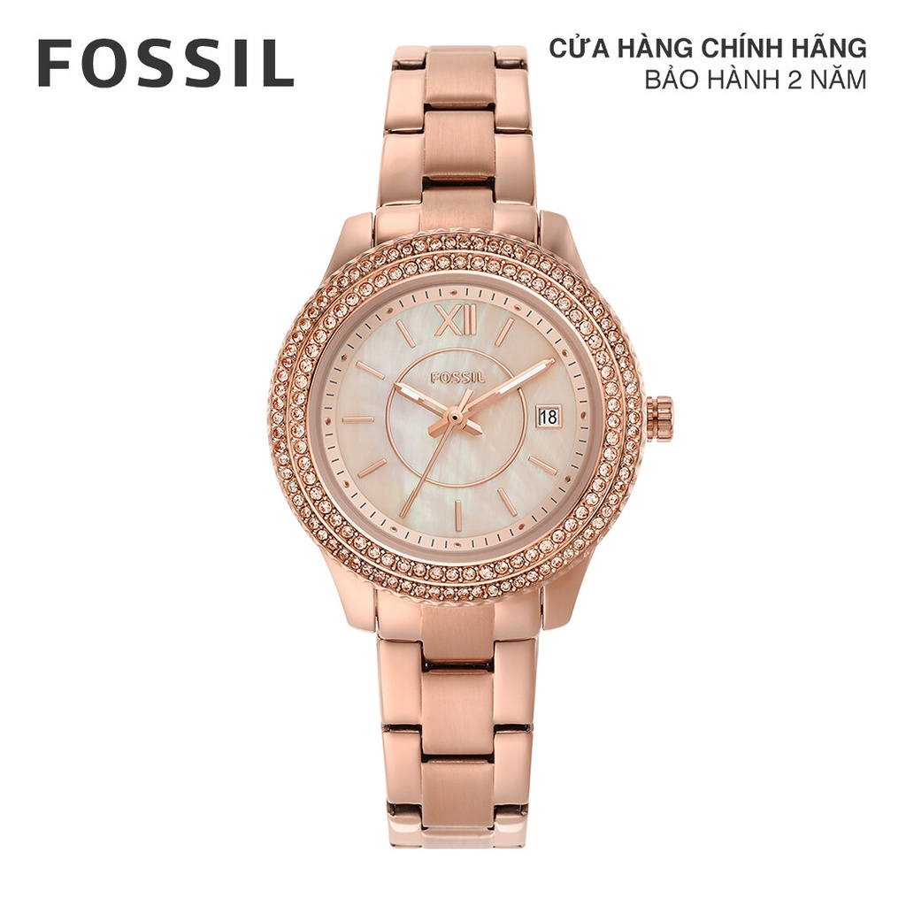 Đồng hồ nữ Fossil STELLA ES5136 dây thép không gỉ - màu vàng hồng