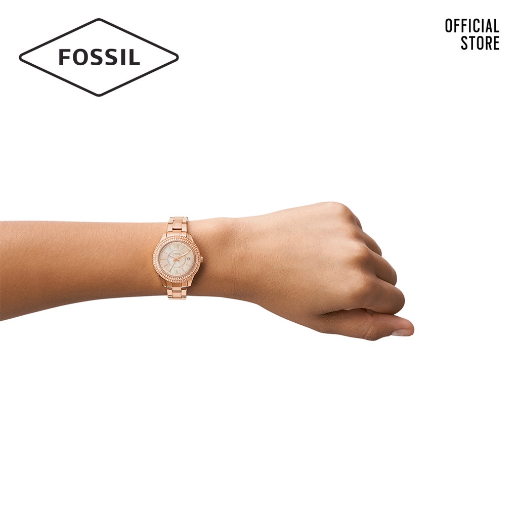 Đồng hồ nữ Fossil STELLA ES5136 dây thép không gỉ - màu vàng hồng