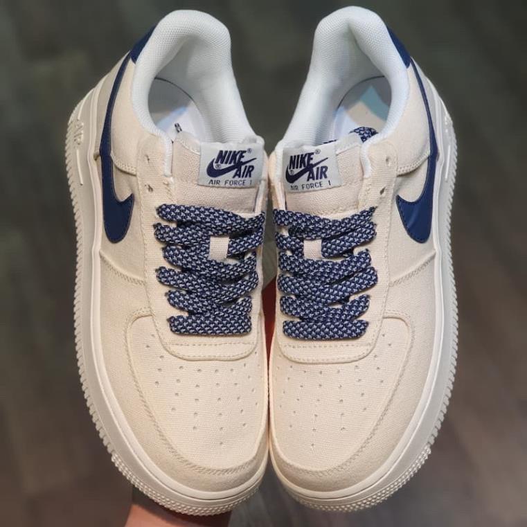 Giày thể thao air force 1 vạch xanh nam nữ, giày af1 vải canvas thời trang cao cấp full box