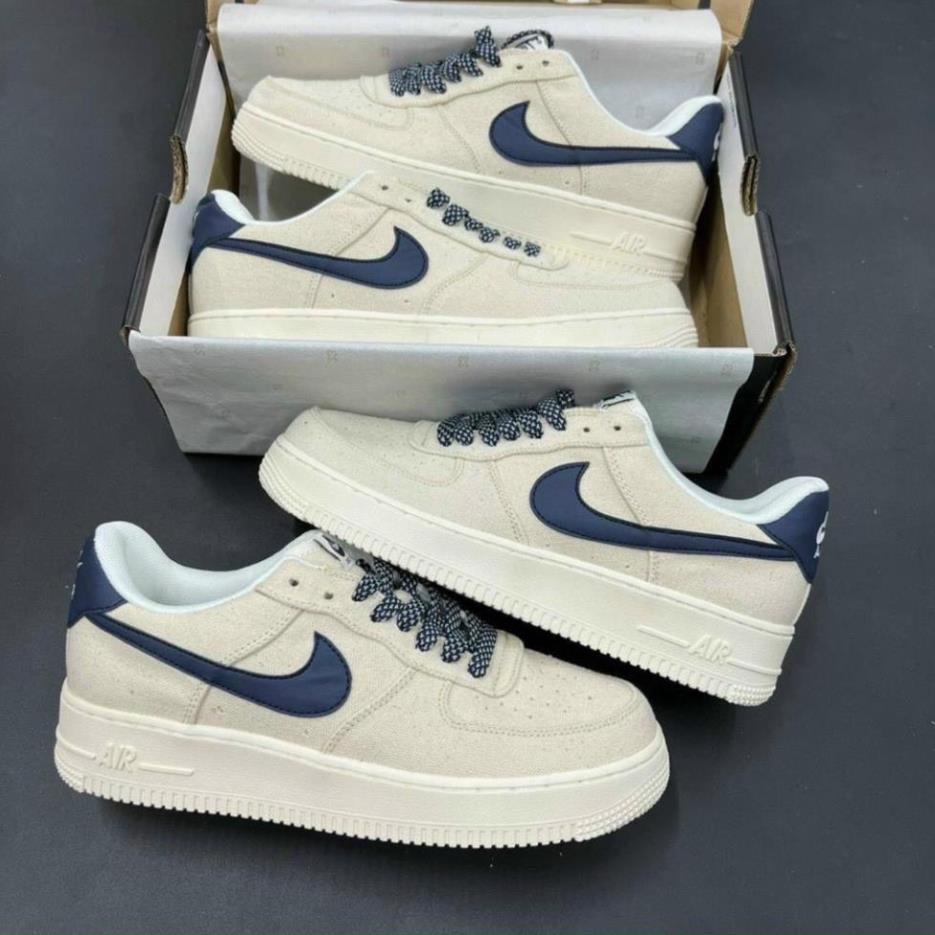 Giày thể thao air force 1 vạch xanh nam nữ, giày af1 vải canvas thời trang cao cấp full box