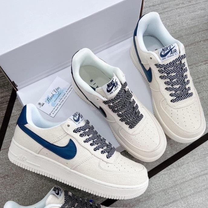 Giày thể thao air force 1 vạch xanh nam nữ, giày af1 vải canvas thời trang cao cấp full box