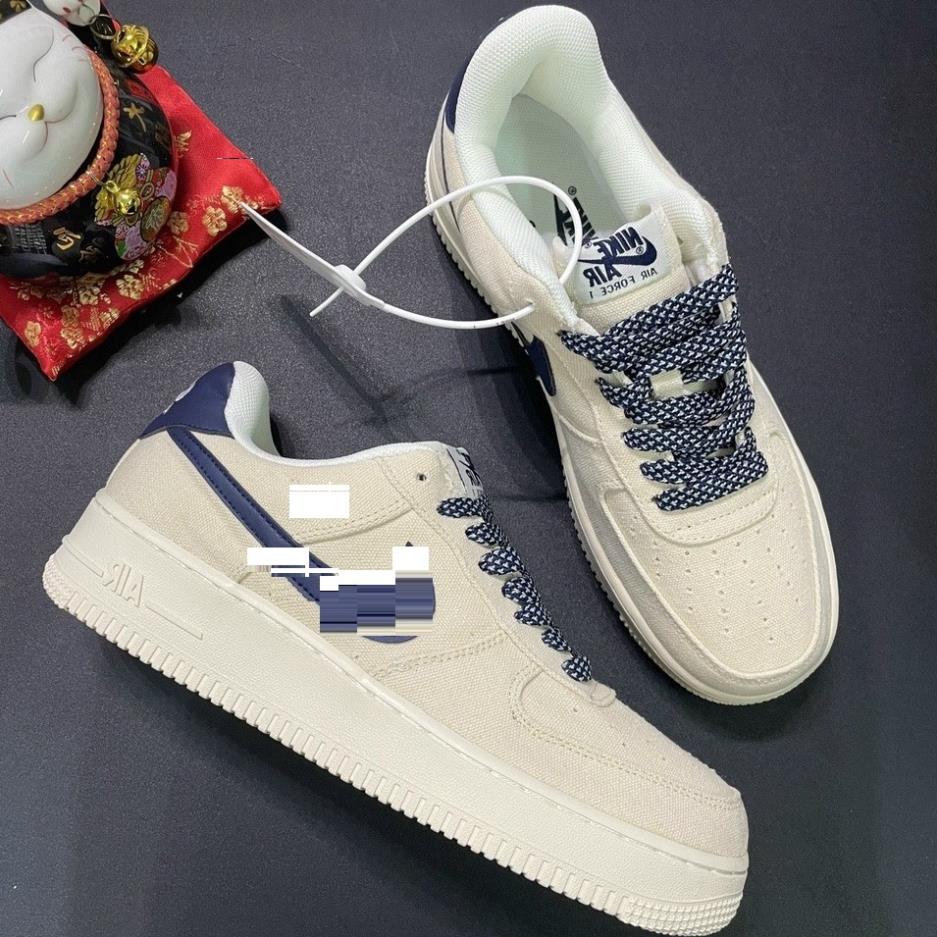 Giày thể thao air force 1 vạch xanh nam nữ, giày af1 vải canvas thời trang cao cấp full box