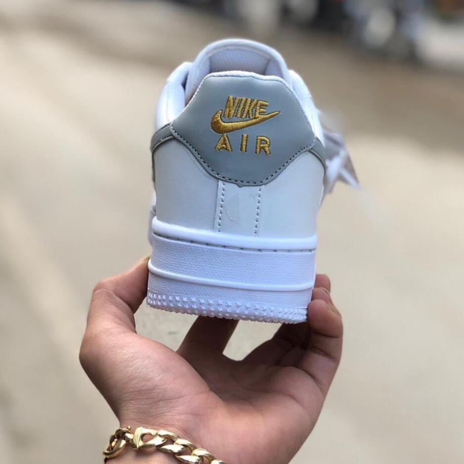 Giày thể thao air force 1 vệt xám logo vàng , Giày Sneaker AF1 vệt xám thêu vàng nam nữ dễ phối đồ 2022 full box bill