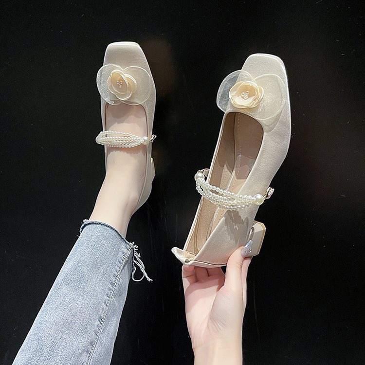 Giày Cao Gót Đế Dày Chất Liệu satin Phong Cách retro Pháp