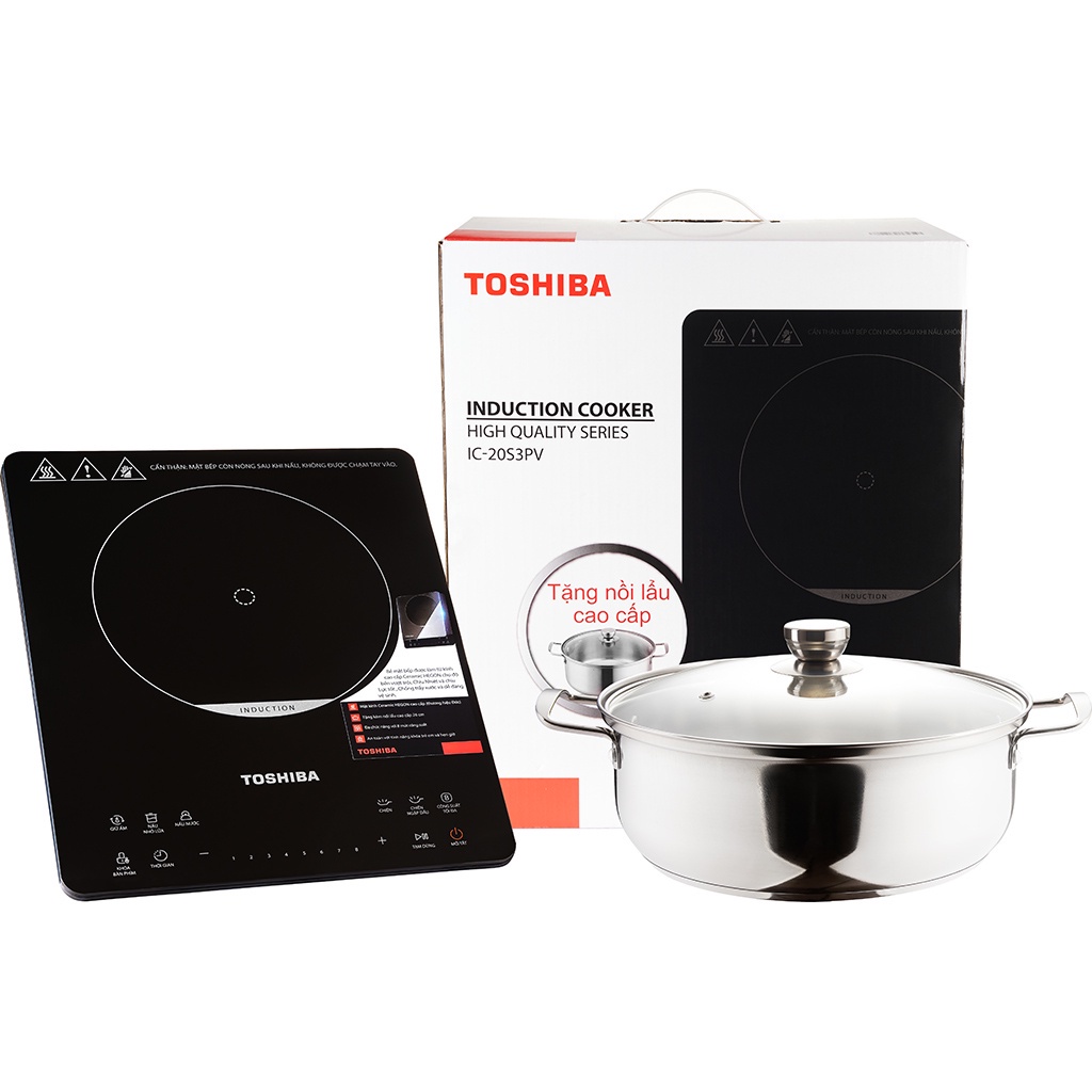 Bếp điện từ đơn Toshiba IC-20S3PV - Công suất 2000W - Thiết kế mỏng 45mm - Hàng chính hãng - Bảo hành 12 tháng