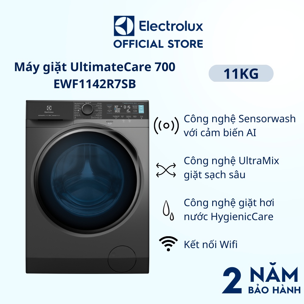 Máy giặt cửa trước Electrolux 11kg UltimateCare 700 - EWF1142R7SB - Dệt khuẩn 99.9%