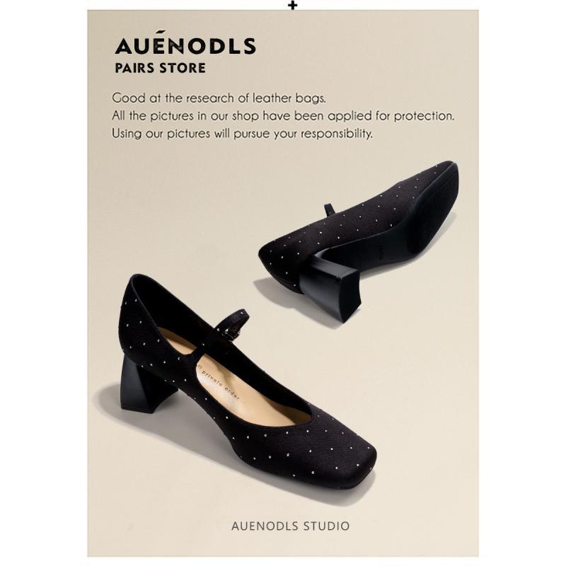 Giày Cao Gót Mũi Vuông Đế Dày Họa Tiết Chấm Bi Xinh Xắn Dành Cho Nữ
