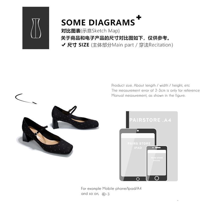 Giày Cao Gót Mũi Vuông Đế Dày Họa Tiết Chấm Bi Xinh Xắn Dành Cho Nữ