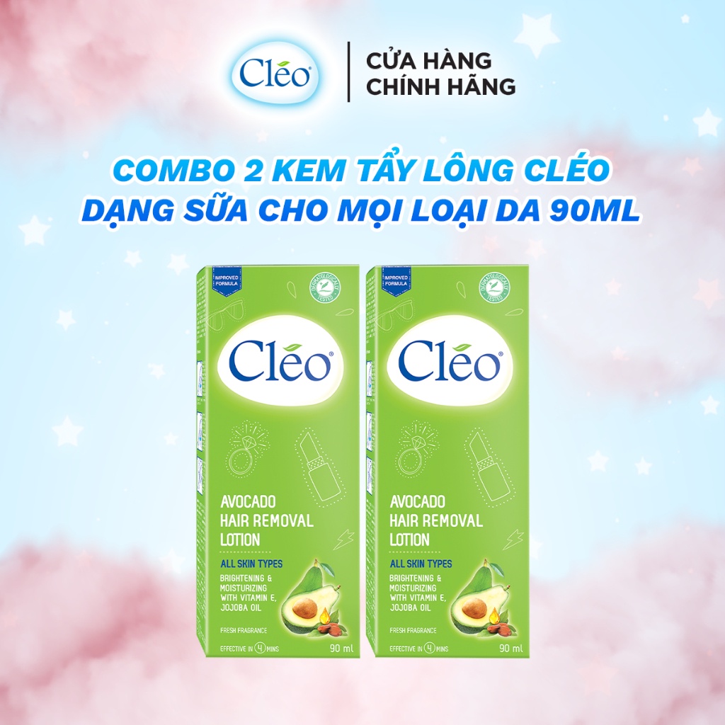 COMBO 2 CHAI LOTION TẨY LÔNG CLEO 90ml/ CHAI CHO MỌI LOẠI DA TẨY LÔNG TOÀN THÂN TAY, CHÂN, NGỰC, BODY AN TOÀN, HIỆU QUẢ