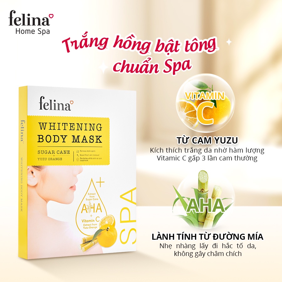 Kem tắm trắng da toàn thân cao cấp Felina Home Spa 120g tinh chất cam Yuzu, AHA đường mía