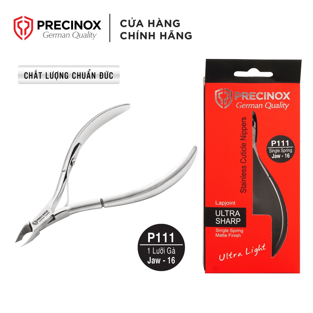 Kềm cắt da Precinox Thương Hiệu Đức Platinum - 1 Lưỡi gà - jaw 12 đầu cán mờ P111