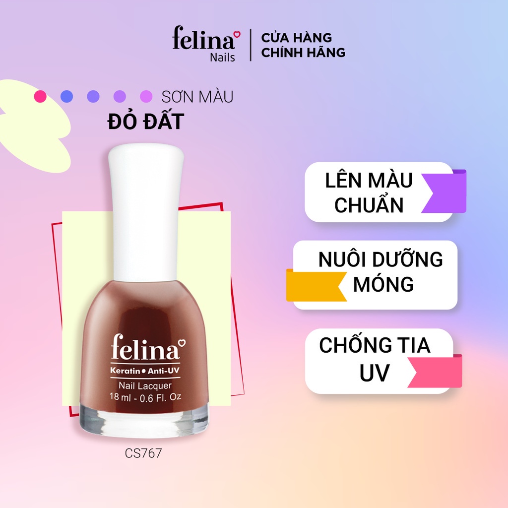 Sơn Móng Tay Felina Nail 18ml, Màu Ngói CS767, Lên Màu Đẹp, Thời Trang