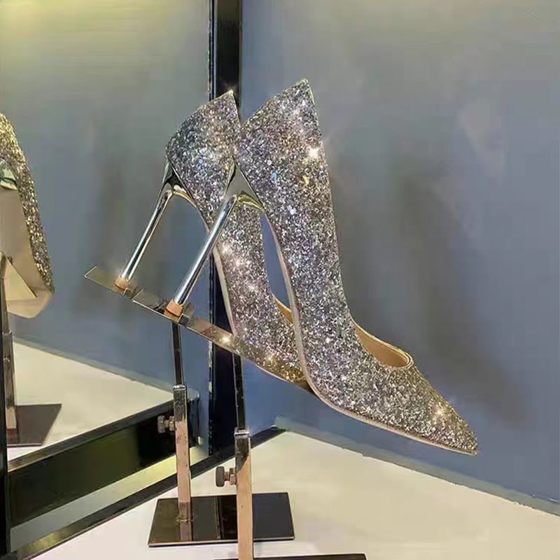 Mới Giày Cao Gót Đính Pha Lê Phong Cách Công Chúa Cho Nữ