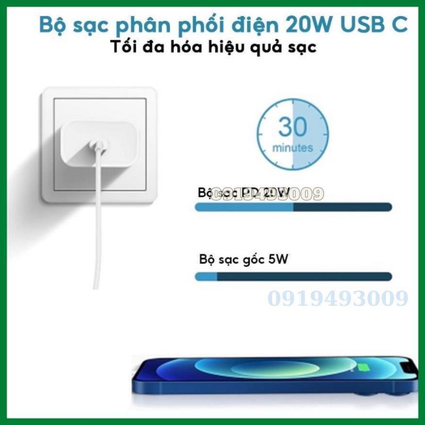 Củ Sạc Nhanh 20W, Dây Sạc Nhanh PD 20W, Cáp Sạc Nhanh Cho Điện Thoại X/Xsmax/11/12/13/14++ BH 12T PUCEN