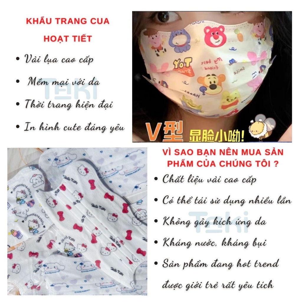 Khẩu trang con cua người lớn họa tiết cute in hình đáng yêu 3 lớp thoáng khí