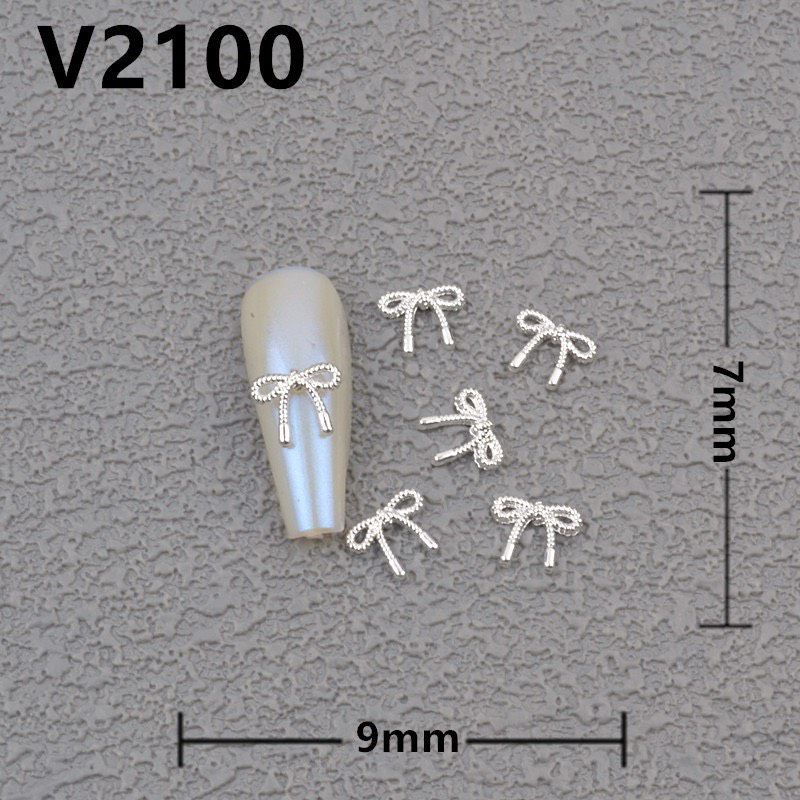 Charm nơ nhỏ sét 10 cái vàng bạc gắn móng tay