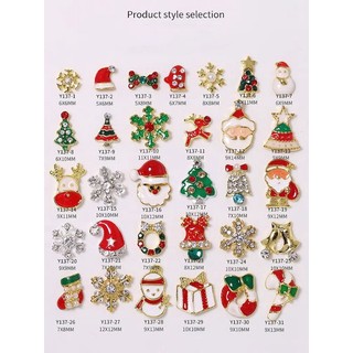 Charm noel kim loại hót 2024 gắn trang trí móng tay,charm xu hướng noel nail box mới