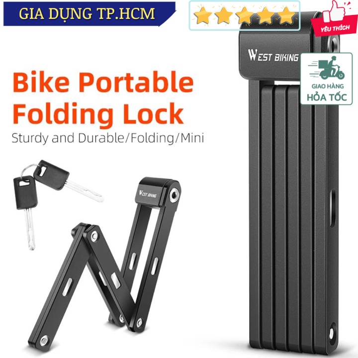 🆕 Khóa xe đạp, xe máy gấp gọn Chống Cắt Foldable Bicycle Lock Security West Biking