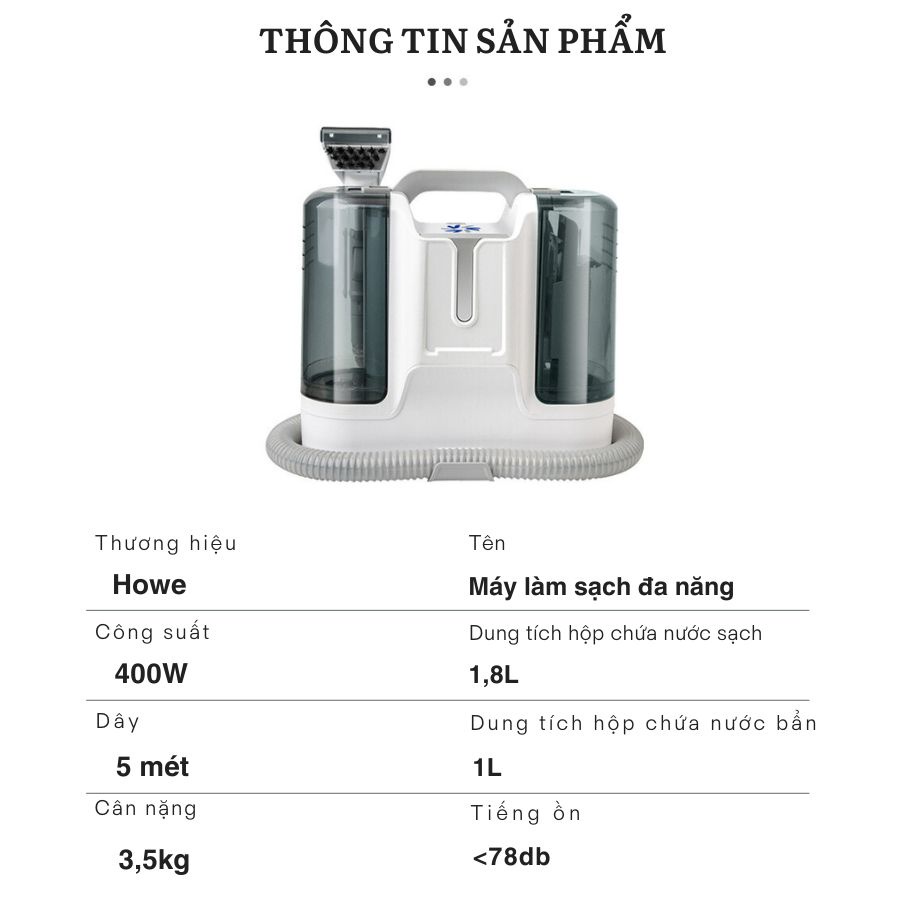 Máy giặt cầm tay đa năng sạch sâu từ bên trong, đánh bay các vết bẩn cứng đầu trên sofa, vải một cách dễ dàng