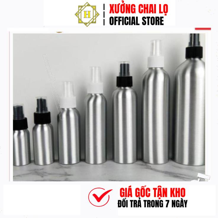 Chai Xịt Phun Sương HUY HA COSMETIC PACKAGING Thân Nhôm 30ml,50ml,100ml Chiết Mỹ Phẩm, Đựng Dung Dịch