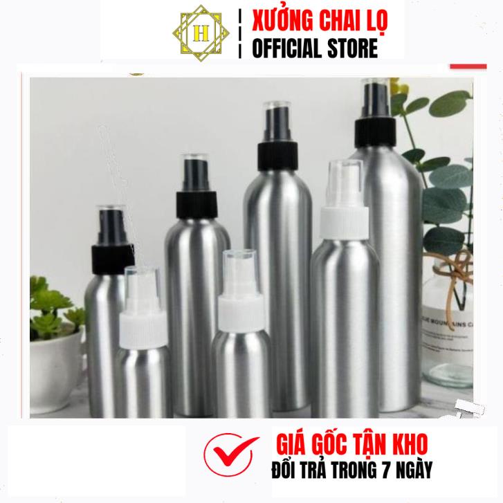 Chai Xịt Phun Sương HUY HA COSMETIC PACKAGING Thân Nhôm 30ml,50ml,100ml Chiết Mỹ Phẩm, Đựng Dung Dịch