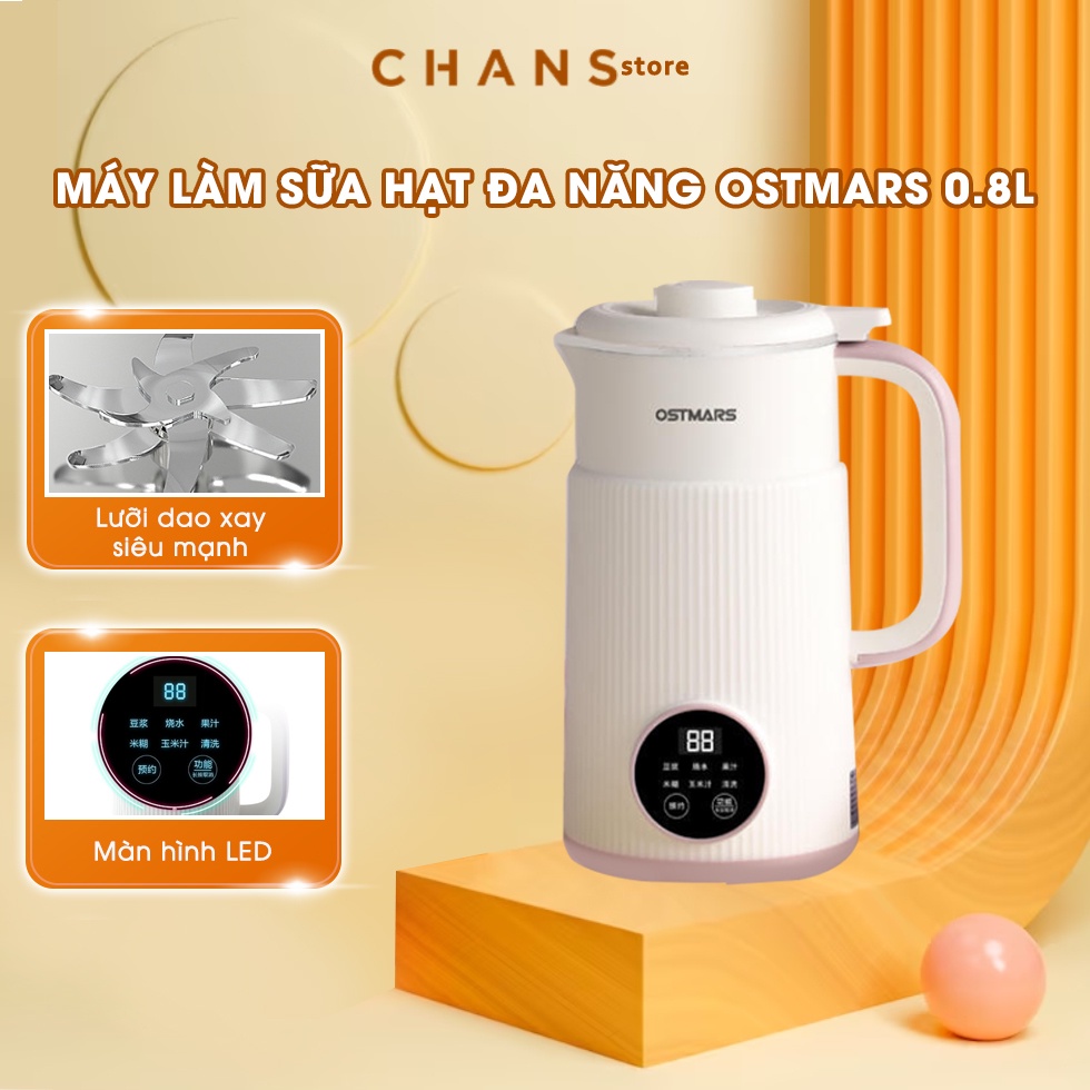 Máy Làm Sữa Hạt 800Ml, Máy Nấu Sữa Hạt Mini 8 Chức Năng, Có Chế Độ Hẹn Giờ Nấu Và Giữ Ấm, Công Suất 600W