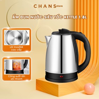 Ấm đun nước siêu tốc kettle 1.8l, bình siêu tốc inox đun sôi nhanh, an toàn tiết kiệm điện