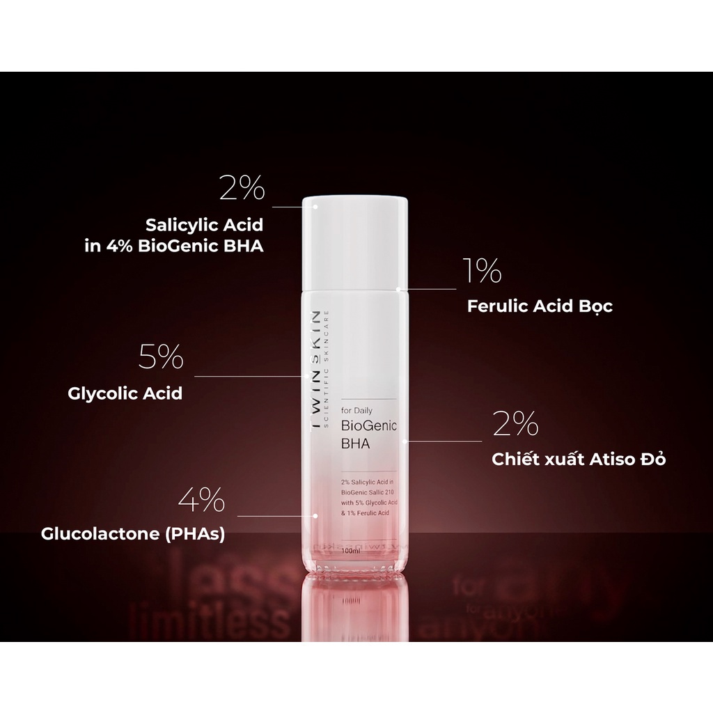BIOGENIC BHA FOR DAILY - Toner thanh tẩy tế bào chết, dưỡng sáng da, cải thiện lão hoá Twins Skin 5ml