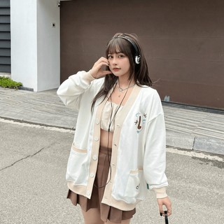 Áo cadigan bóng chày sg fashion be sữa hàn quốc siêu xinh kèm ảnh thật, áo cardigan thêu logo thel