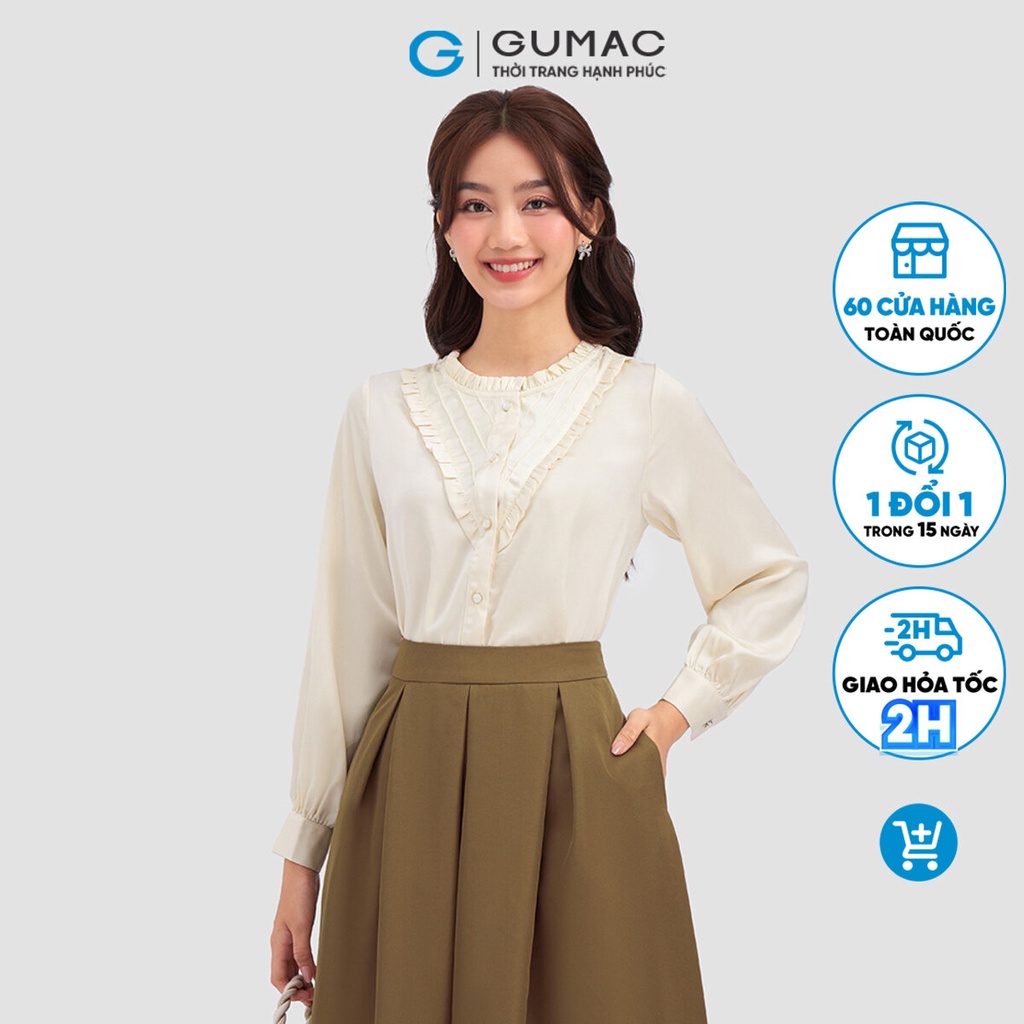Áo kiểu xếp ly V thời trang GUMAC AC10083
