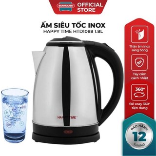 Ấm siêu tốc inox 1.8l sunhouse happy time htd1088 chất liệu inox cao cấp.