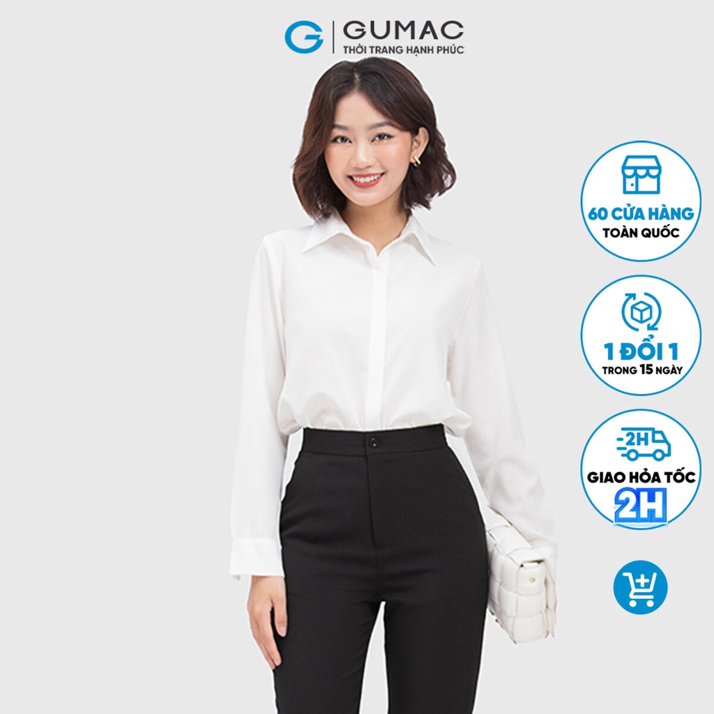 Áo sơ mi nữ công sở giấu nút GUMAC AC04057
