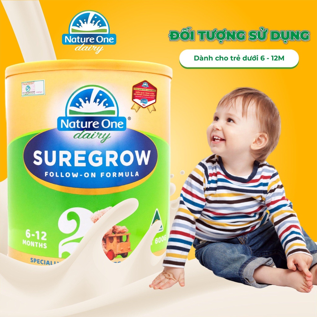 Sữa hỗ trợ tăng cân Nature One Dairy SureGrow số 2 cho bé từ 6-12 M  - Hộp 600g