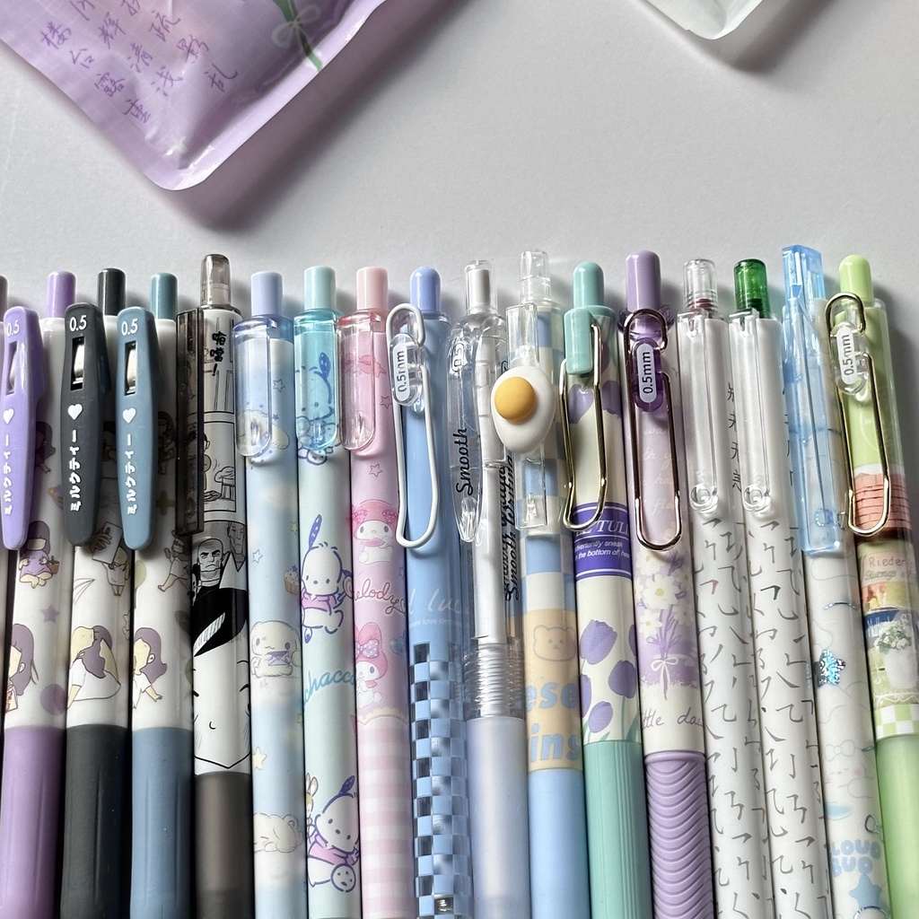 Lẻ 1 bút Domi, Mura, Lopet, Umei vỏ bút xinh xắn, ngòi kim, mực đen 0.5mm