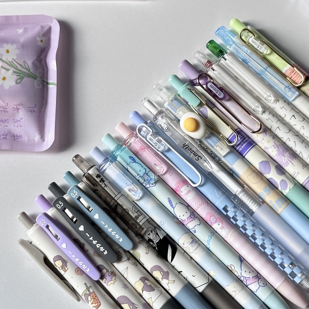 Lẻ 1 bút Domi, Mura, Lopet, Umei vỏ bút xinh xắn, ngòi kim, mực đen 0.5mm