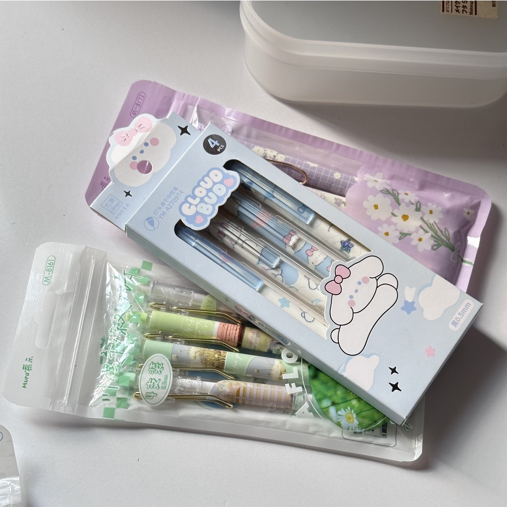 Lẻ 1 bút Domi, Mura, Lopet, Umei vỏ bút xinh xắn, ngòi kim, mực đen 0.5mm