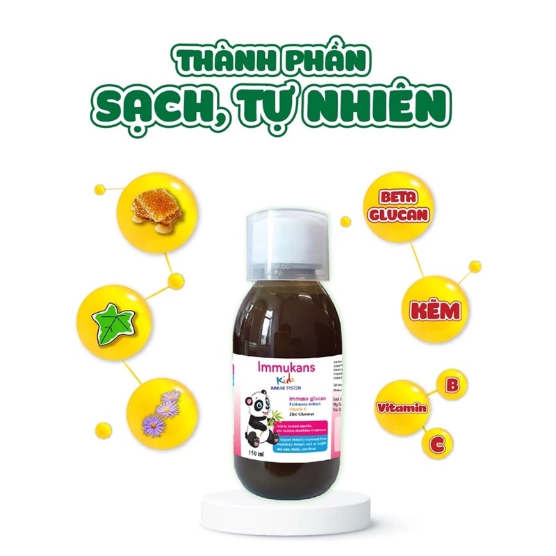 IMMUKANS KIDS Siro Ăn Ngon Và Tăng Sức Đề Kháng Cho Bé 150ml