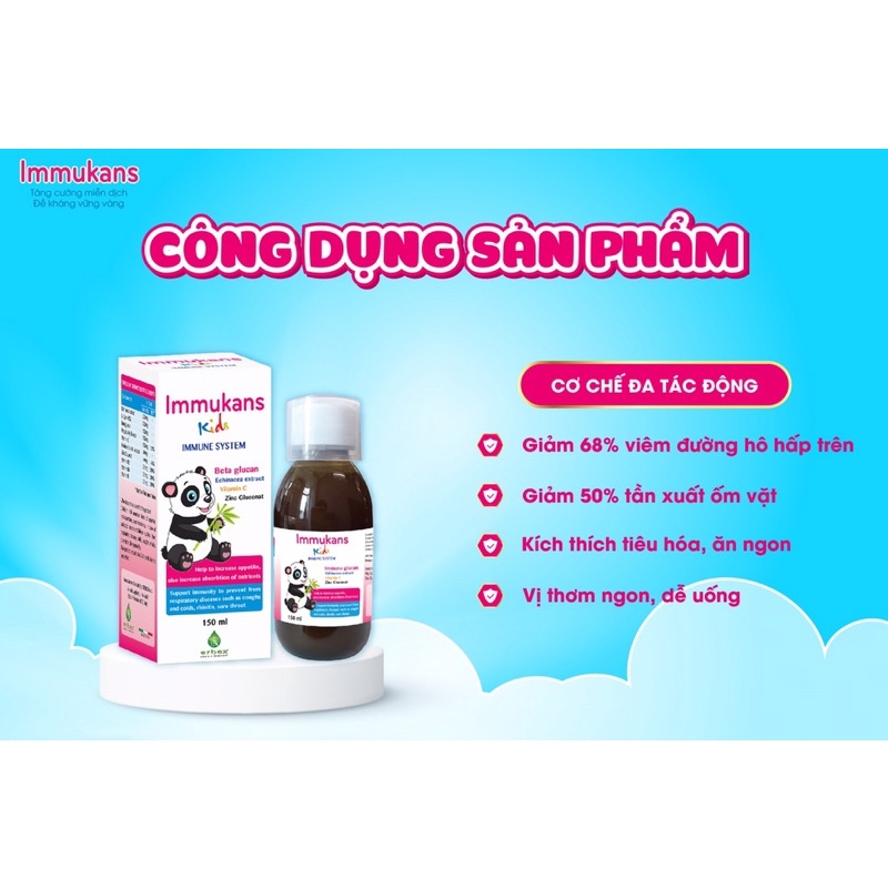 IMMUKANS KIDS Siro Ăn Ngon Và Tăng Sức Đề Kháng Cho Bé 150ml