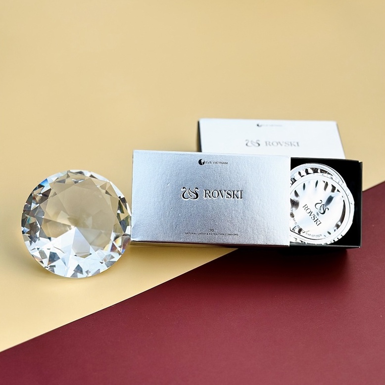 Bao Cao Su Rovski - Siêu Mỏng, Nhiều Gel - Kéo Dài Thời Gian - Hương Nước Hoa Cao Cấp - Hộp 10 bao