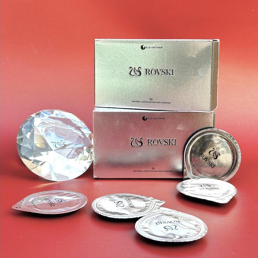Bao Cao Su Rovski - Siêu Mỏng, Nhiều Gel - Kéo Dài Thời Gian - Hương Nước Hoa Cao Cấp - Hộp 10 bao