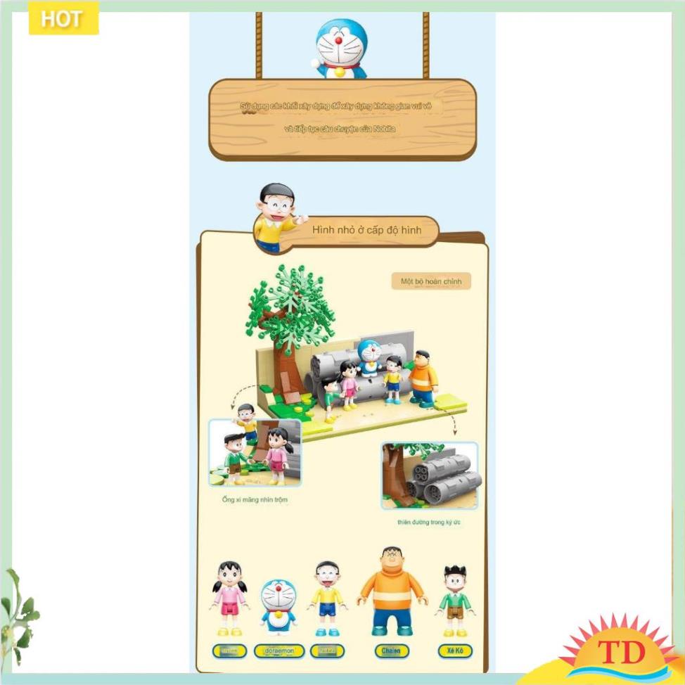 Đồ Chơi Xếp Hình Lắp Ráp Doraemon Keeppley K20409 Bộ Sân Bóng Tuổi Thơ