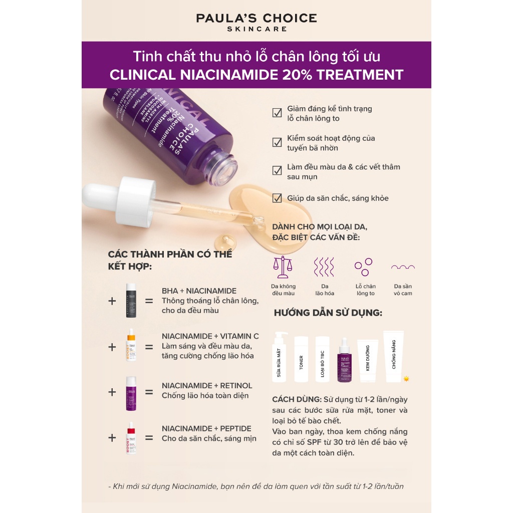 Tinh chất se khít lỗ chân lông Paula's Choice Niacinamide 20% Treatment 20ml mã 8030