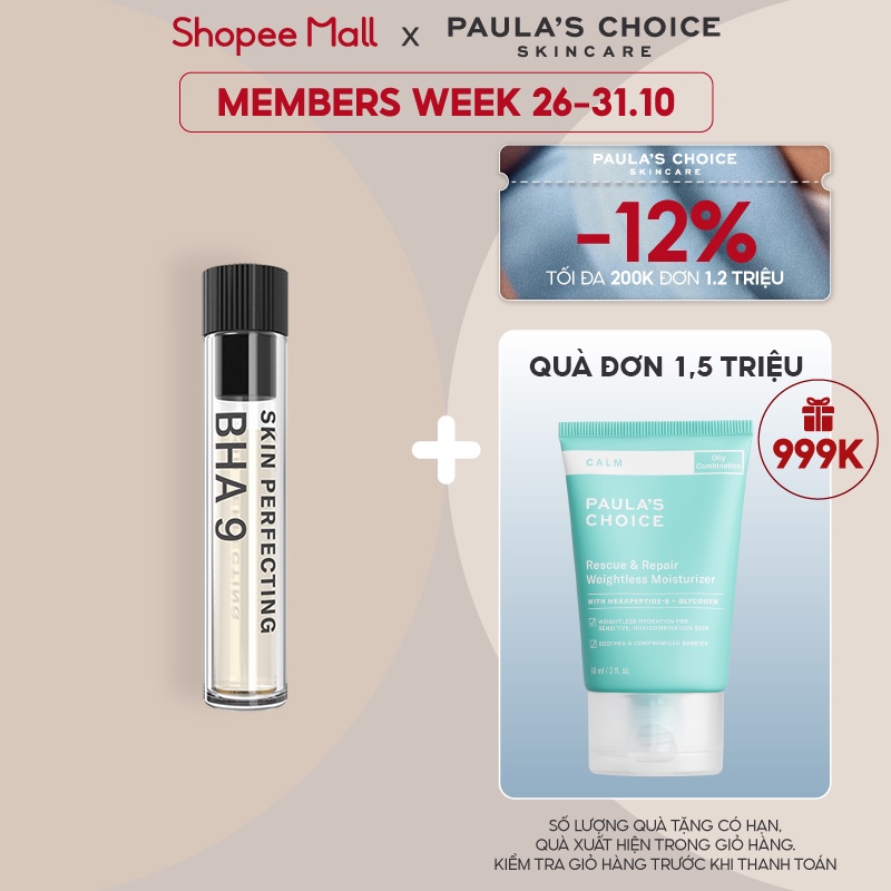 Tinh chất ngăn ngừa mụn đầu đen và bã nhờn Paula's Choice Skin Perfecting BHA 9 (9% Salicylic Acid) 0.83ml Mã 7739